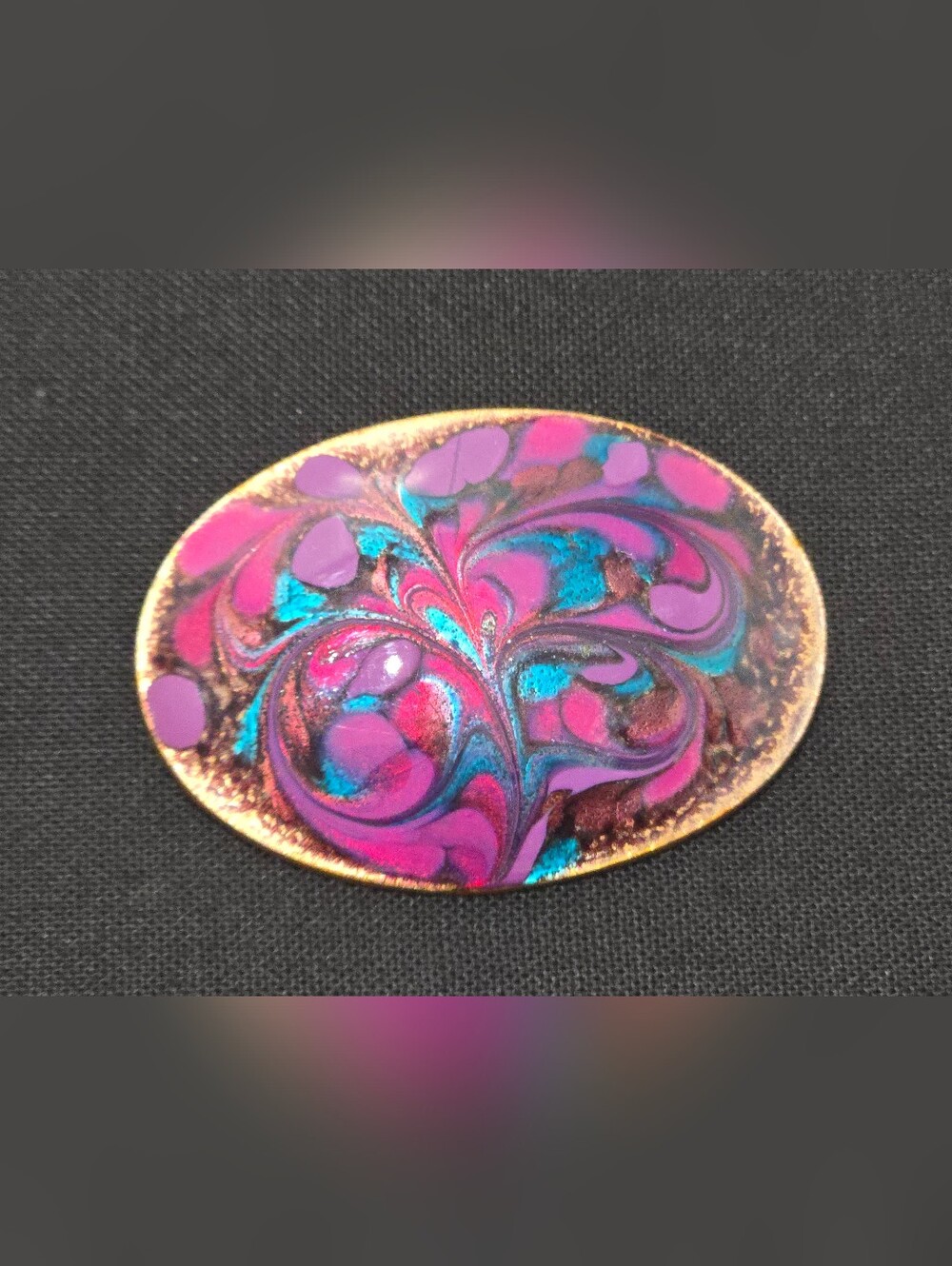 Inga Carlson Signed-Vintage Copper & Enamel Brooch